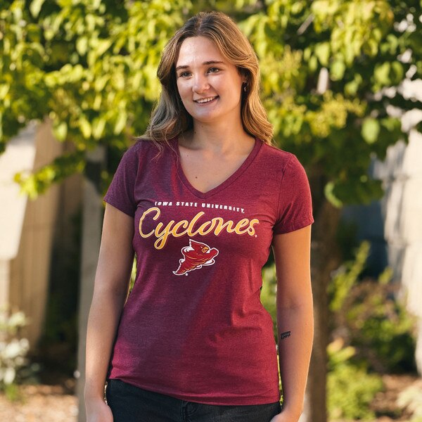 College House Women's Iowa State University Punching Cy Cardinal V-Neck Short Sleeve T-Shirt